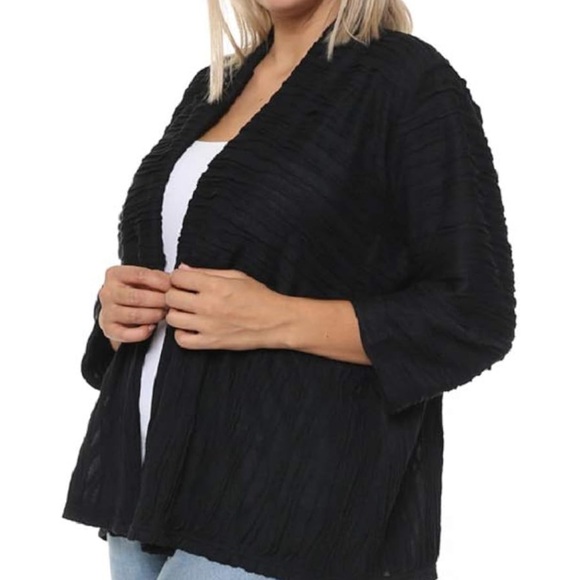 Plus size open front textured cardigan size 2X - Picture 2 of 7
